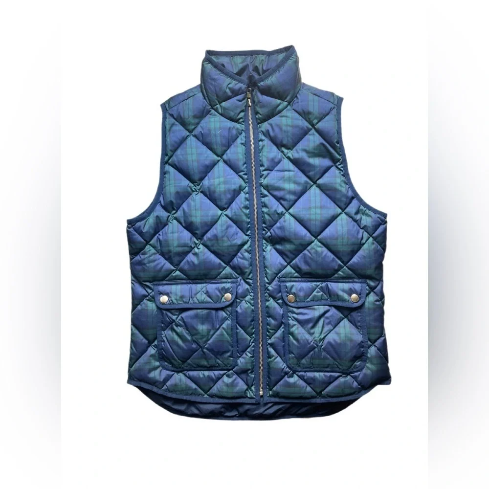 J.Crew Blackwatch Plaid Down Quilted Vest Medium
